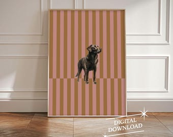 Labrador Retriever Striped Wall Art Dog Lovers Gift Dog Mom Gift Labrador Retriever  Art Trendy Dog Wall Art Pet Portrait Digital Download