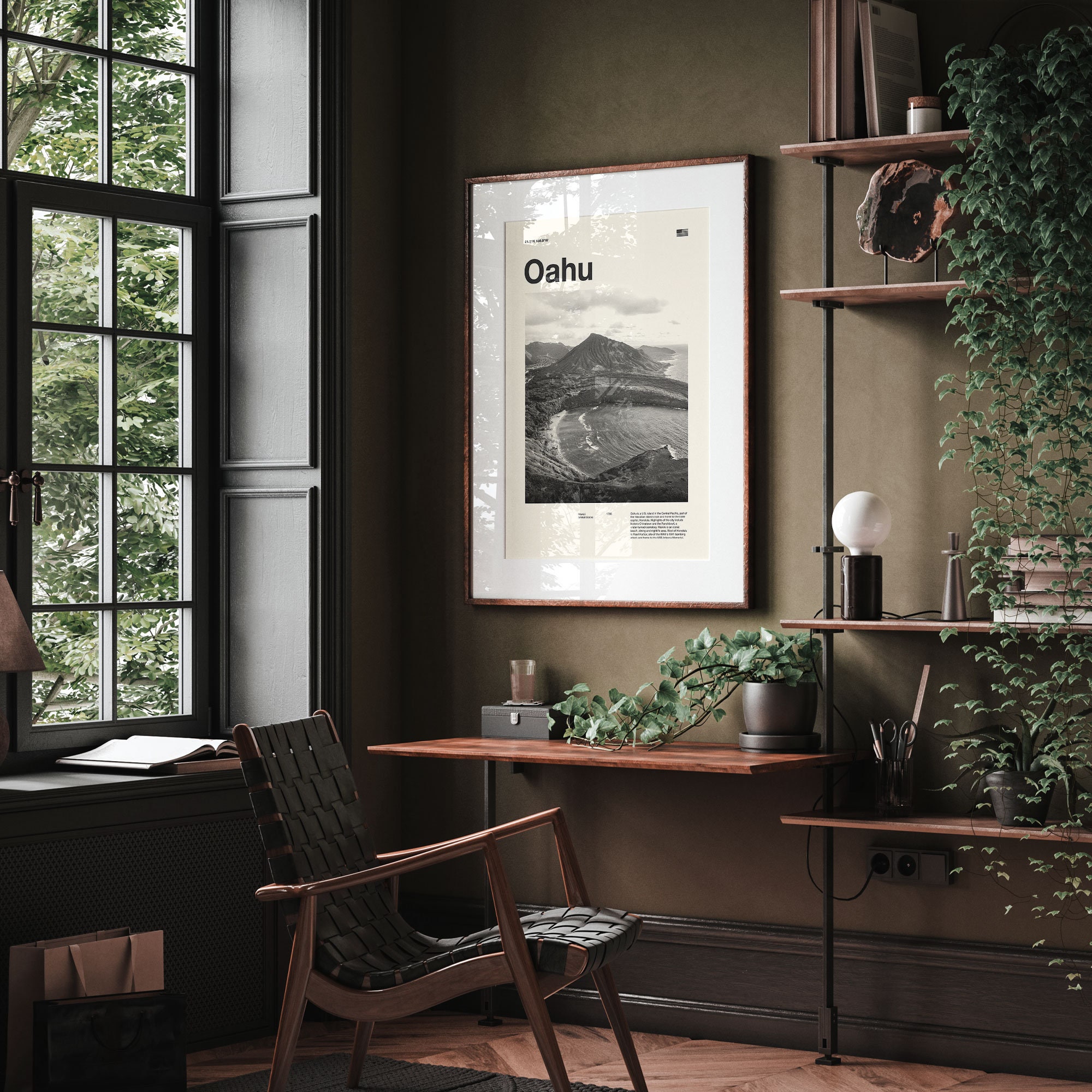 Oahu Print | Oahu Poster | Oahu Wall Art | Mid Century Poster | Travel ...