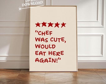 Impression de chef était mignon, décoration tendance, impression de cuisine, décoration de cuisine, art mural de cuisine, affiche de cuisine, oui, art de restaurant de chef, art de restaurant
