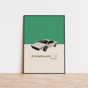 The Spy Who Loved Me Inspire Poster | Car in Movie Poster | Mid Century Modern Poster | Minimalist Poster | Retro Art Print | Classic Movie