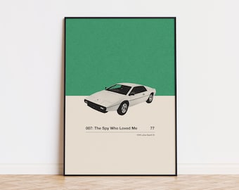 The Spy Who Loved Me Inspire Poster | Car in Movie Poster | Mid Century Modern Poster | Minimalist Poster | Retro Art Print | Classic Movie