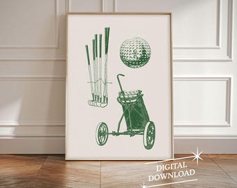 Golf Vintage Poster | Mid Century Modern Sports Art Print | Golf Gift | Man Cave Decor | Retro Poster | Printable Art | Digital Download