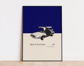 Back To The Future Inspire Poster | Car in Movie Poster | Mid Century Modern Poster | Minimalist Poster | Retro Art Print | Classic Movie