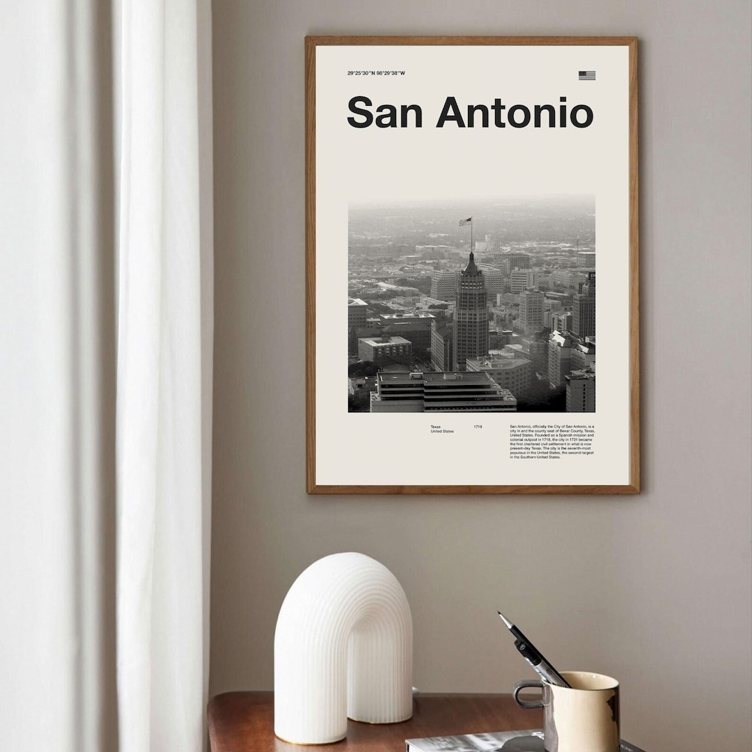 San Antonio Art Print San Antonio Poster San Antonio Wall Art Mid