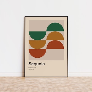 Sequoia National Park Mid Century Poster | Abstract Travel Poster | Minimalist Art Print | National Park Poster |  California Poster