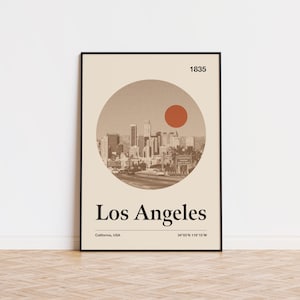 Los Angeles City Poster | Minimalist Art Print | City Poster | Mid Century Poster | Travel Print Art | Retro City Poster