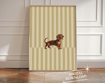 Dachshund Striped Wall Art Dog Lovers Gift Dog Mom Gift Dachshund Art Trendy Dog Wall Art Pet Portrait Digital Download