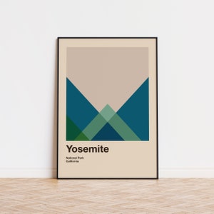 Yosemite National Park Mid Century Poster | Abstract Travel Poster | Minimalist Art Print | National Park Poster |  California Poster