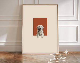 Golden Retriever Minimalist Wall Art Dog Lovers Gift Dog Mom Gift Golden Retriever Art Trendy Dog Wall Art Pet Portrait Digital Download