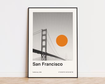 San Francisco Poster | Minimalist Travel Poster | Bauhaus Poster | Retro Art Print | Wall Art | California