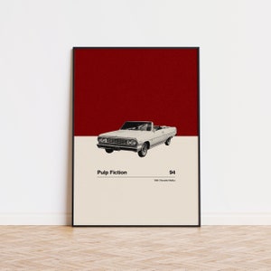 Pulp Fiction Inspire Poster | Car in Movie Poster | Mid Century Modern Poster | Minimalist Poster | Retro Art Print | Classic Movie