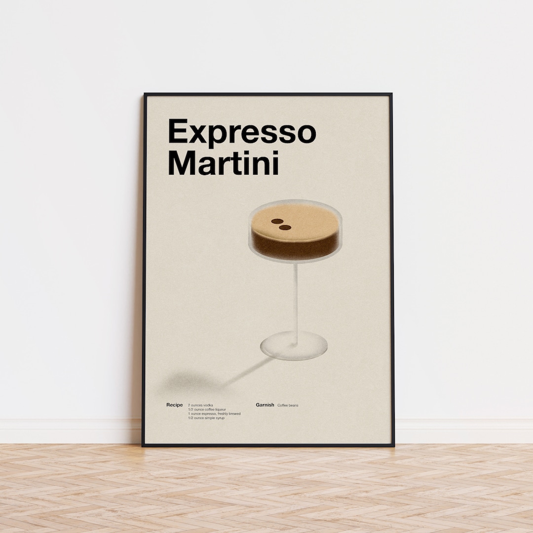 Expresso Martini Cocktail Minimalist Poster Drink Recipe Poster Bar