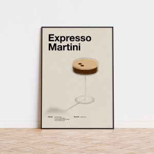 Expresso Martini Cocktail Minimalist Poster | Drink Recipe Poster | Bar Cart Poster | Wall Art | Home Decor | Housewarming Gifts