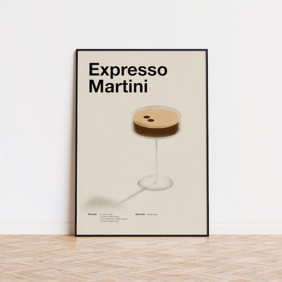 Expresso Martini Cocktail Minimalist Poster | Drink Recipe Poster | Bar Cart Poster | Wall Art | Home Decor | Housewarming Gifts