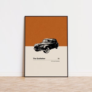 The Godfather Inspire Poster | Car in Movie Poster | Mid Century Modern Poster | Minimalist Poster | Retro Art Print | Classic Movie