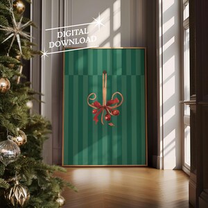 Vintage Christmas Wall Art, Digital Art Download, Modern Stripe Christmas Print, Trendy Holiday Wall Art, Cute Christmas Art Print