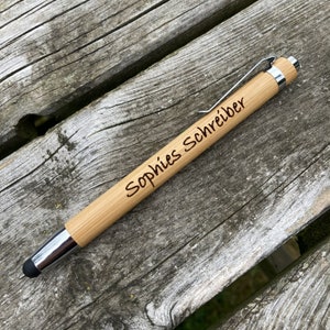 Bamboo ballpoint pen with engraving of your choice