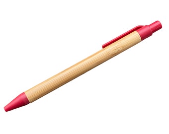 Bamboo ballpoint pen with engraving of your choice in red