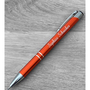 Oranje balpen met gravure