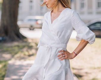 White muslin dress / Linen dress / Spring clothing / Summer Dress