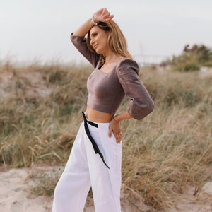 Wide Leg Linen Pants / High waisted Linen Pants / Linen Trousers / Waist Pants image 1