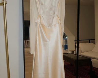 Pearl White Satin Corset, Maxi Skirt & Scarf for Michelle