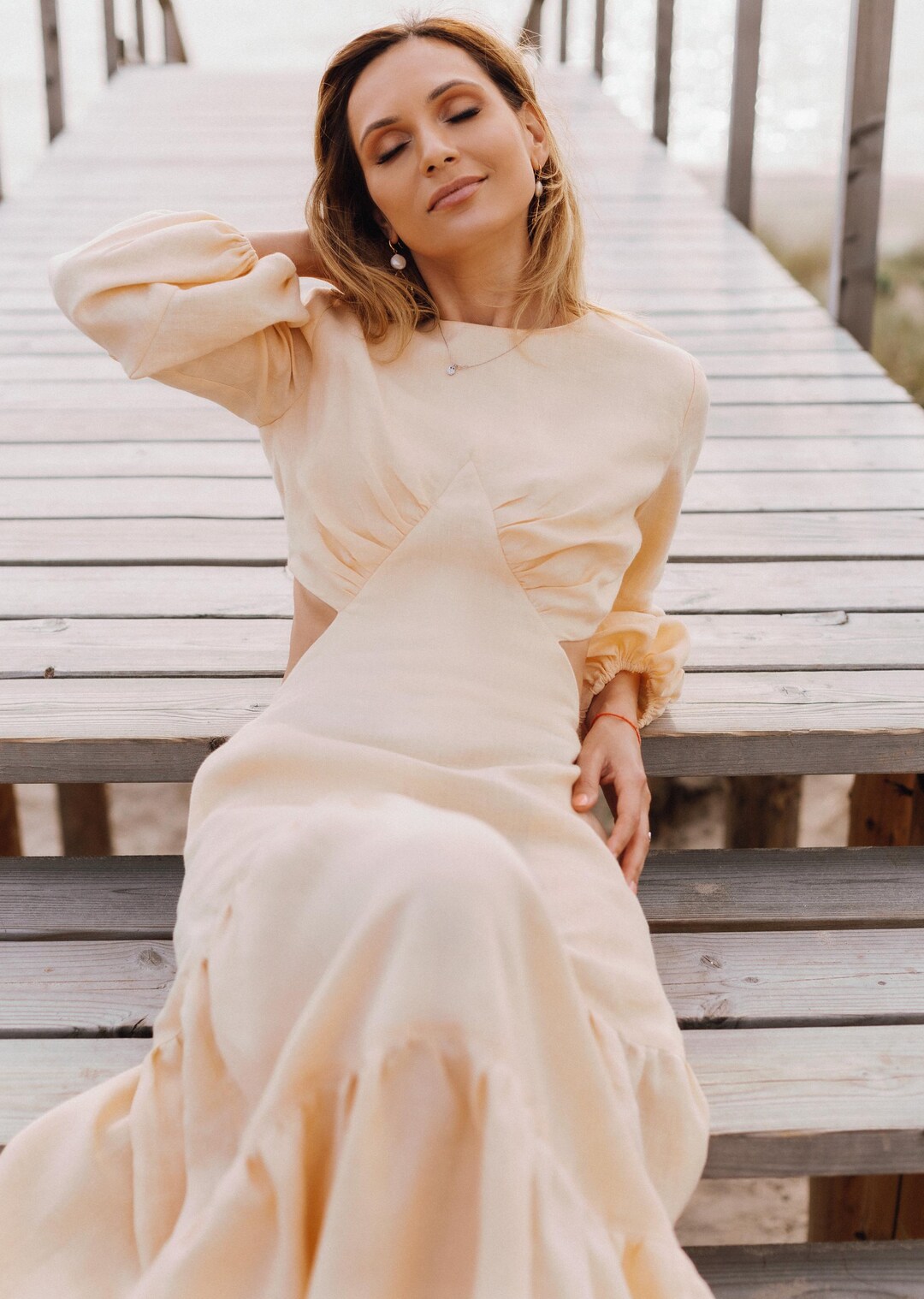 pastel summer dress with sleeves Flowy Pastel Dress