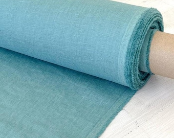 Mint 100% Washed Linen, Soft Organic Fabric by the Yard for Apparel, Quilting, Enzyme washed, European flax, OKEO-TEX certified