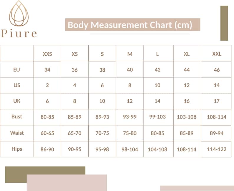 Puede incluir: Una tabla de tallas para ropa en cent&iacute;metros, que muestra las medidas de busto, cintura y caderas en diferentes tallas de XXS a XXL. La tabla tambi&eacute;n incluye las tallas EU, US y UK correspondientes.