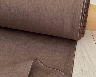 Chocolate 100% Washed Linen, Soft Organic Fabric by the Yard for Apparel, Quilting, Enzyme washed, European flax, OKEO-TEX certified