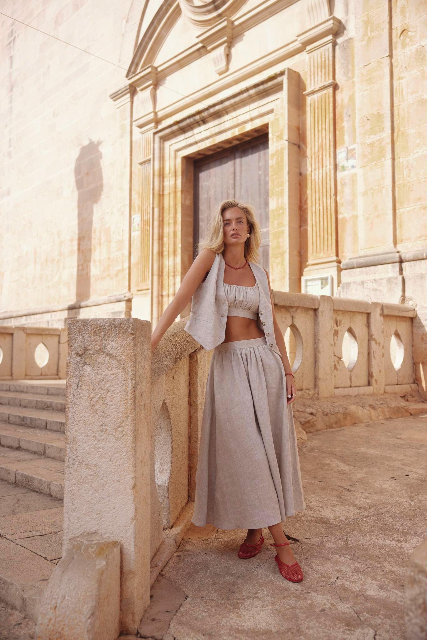 Long Linen Skirt, Natural Linen Skirt, Linen Skirt With Pockets