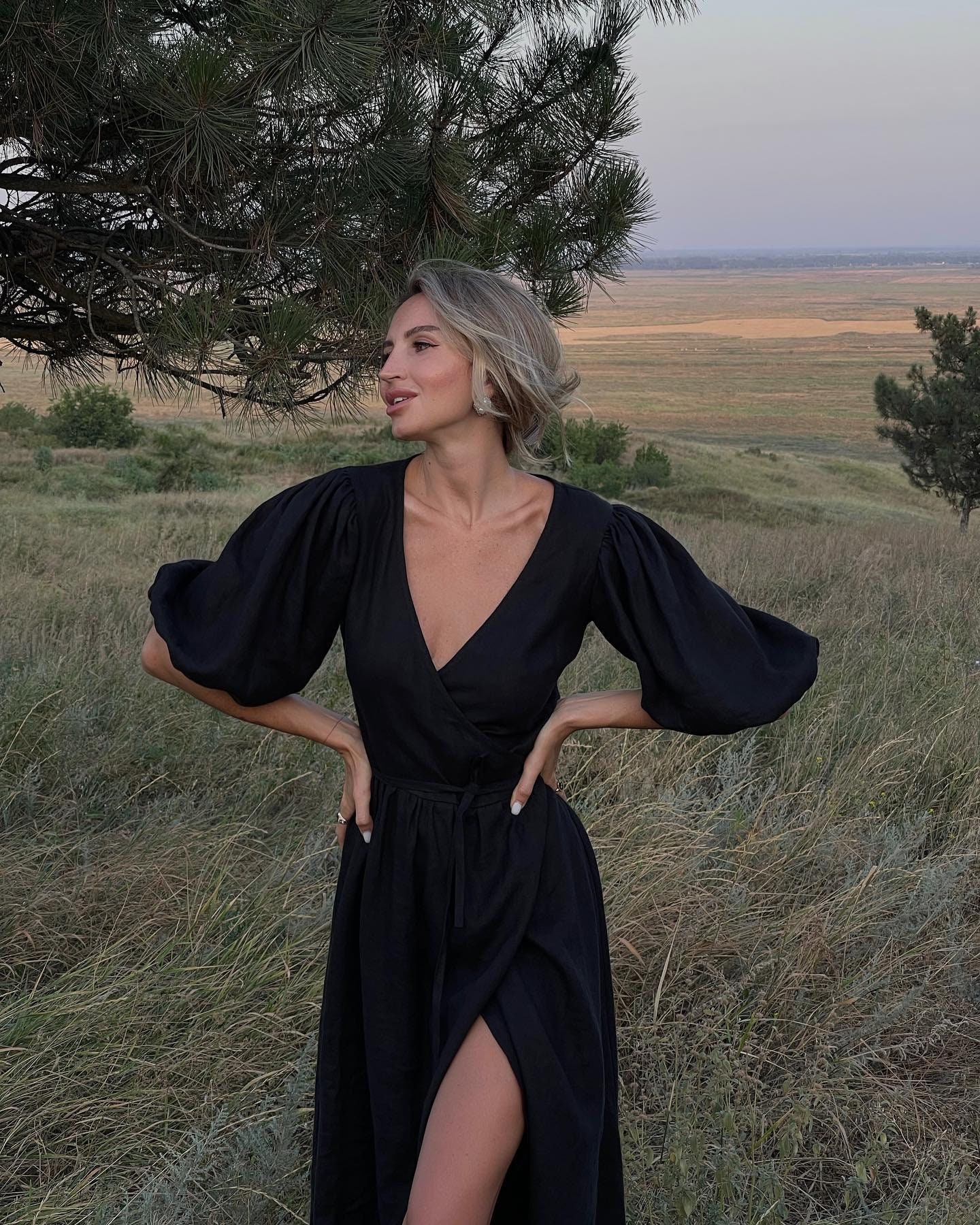 linen wrap dress etsy Linen Wrap Dress: Short Sleeve V-Neck Summer Dress