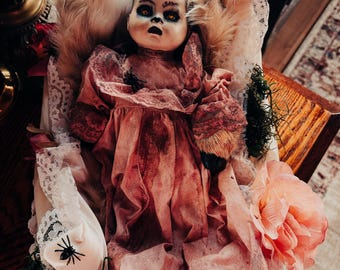 Boneca de terror - boneca cervo - boneca bebê filhote de cervo - boneca reborn - peça única - bonecas góticas - presentes para meninas