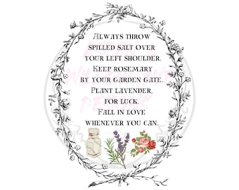 Practical Magic PNG - Witchcraft Quote, Salt, Lavender, Roses (Digital Download)
