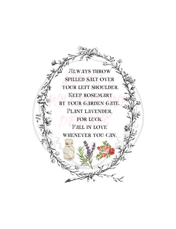 Practical Magic PNG - Witchcraft Quote, Salt, Lavender, Roses (Digital Download)