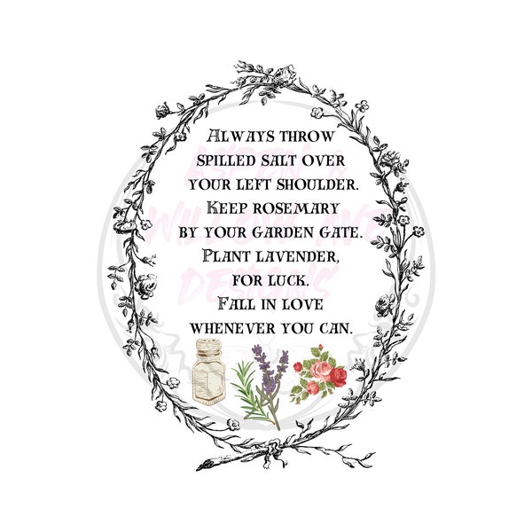 practical magic png- witchcraft png- witchcraft png- witch png- quote png- salt over your shoulder png- lavender png- roses png- witchy png