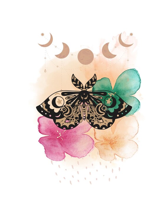 Luna Moth PNG – Mystical Witchy Boho Design (Digital Download)