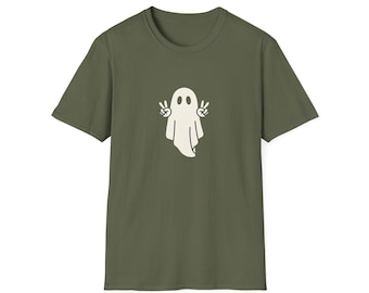 Peace Sign Ghost T-Shirt | Cute Spooky Tee