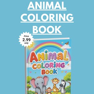 Fun and Easy Animal Coloring Book for Kids | Printable Animal Coloring Pages | Instant Download PDF | Kids Activity Book