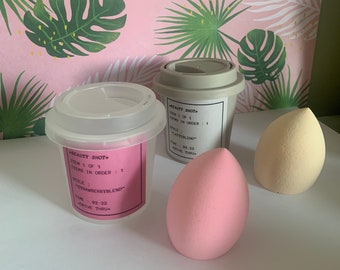 Beauty Blender mit Aufbewahrung Kaffeetasse - Kaffeetassenbehälter *Beauty Shot* - Geschenk, Make-up, Schönheit, latexfreie Make-up-Schwämme