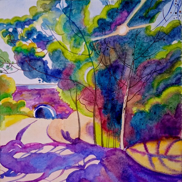 Purple Tree Painting - Etsy