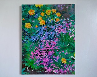 Blumen Malerei Leinwand Wand Kunst Original Ölgemälde (30,5 x 40 cm)