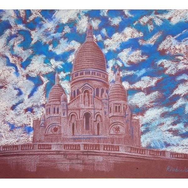 Oeuvre d'art originale de Paris, peinture de paysage cuisine Wal Art petite peinture de 31,5 x 20 cm par DariaRiabininaSpain