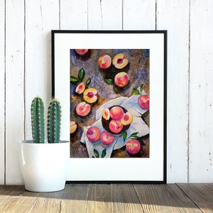 Peach Painting Original Watercolor Still Life Fruit Painting Small Painting 8 by 11.5 inches by DariaRiabininaSpain image 8