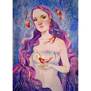Retrato personalizado a partir de una foto. Pintura original en acuarela. Arte dorado. Pintura pequeña de 9 x 12,5 pulgadas de DariaRiabininaEspaña