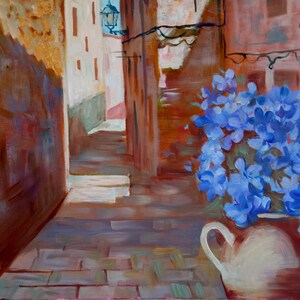 Spanish Art Original Oil Painting Large Flowers Painting Canvas Wall Art 20 by 24 inches by DariaRiabininaSpain image 2