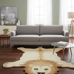 Hand Tufted Lion Rug: 100% New Zealand Wool Animal Carpet