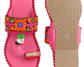 kolhapuri chappal for women Bohemian Toe Ring sandals Flip Flops handmade slipon ethnic traditional mules shoes