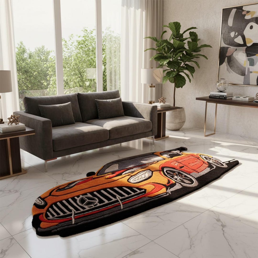 Custom Handmade Car-shaped Rug • Personalized Tufted Rug - Etsy