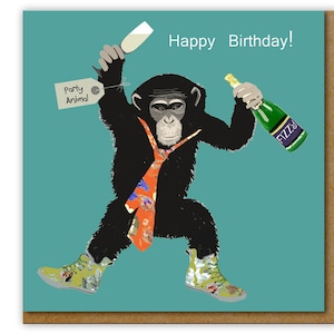 Funny Birthday card, Party animal Birthday card, Fun birthday card for him